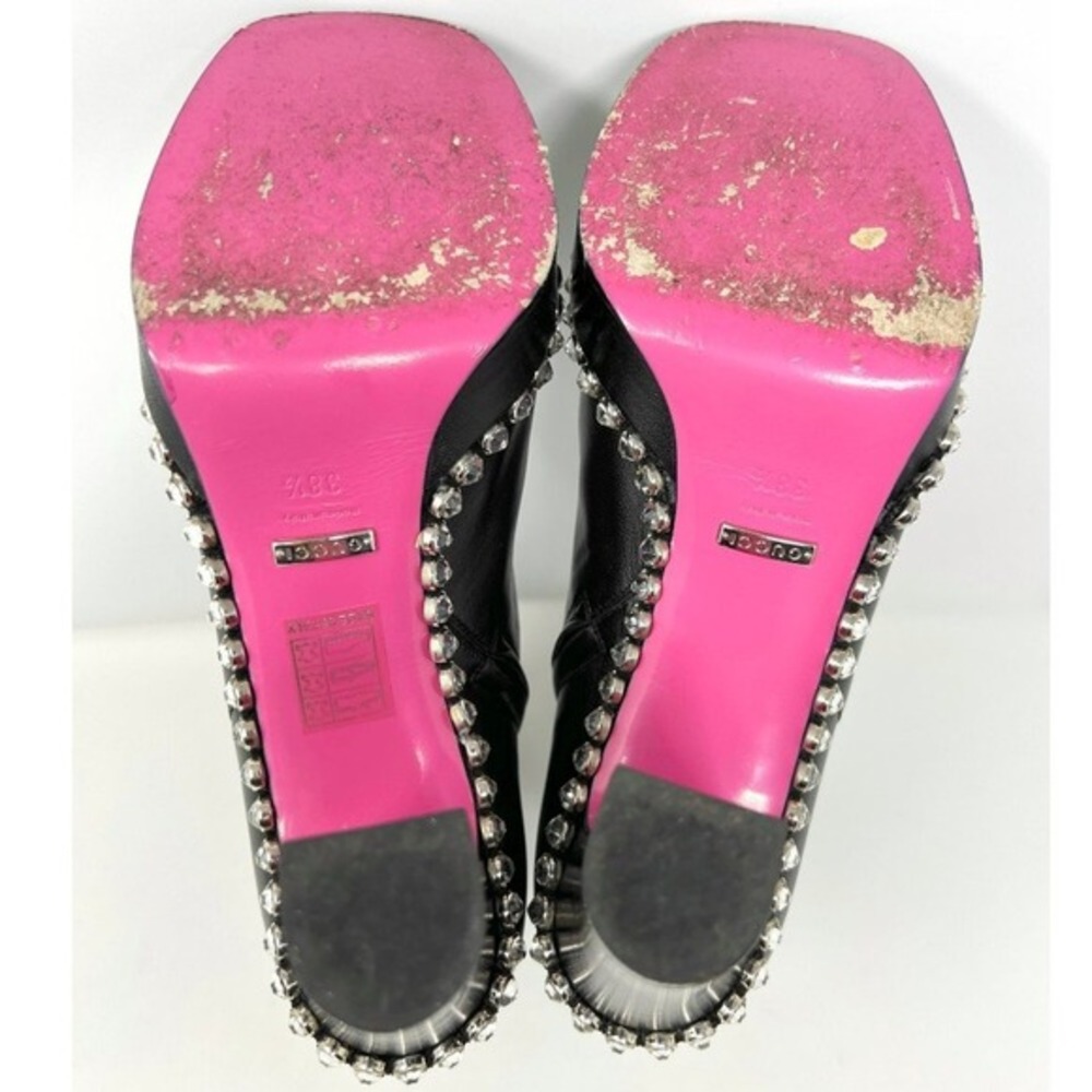 Gucci Black Platform Boots Crystal Embellished Chunky Heel‎ Size 38.5 - Picture 8 of 10